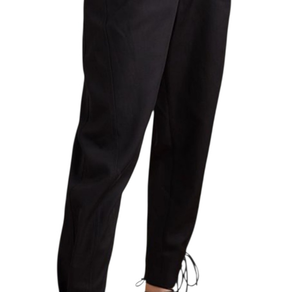 Tailored Black Ankle Pants with Drawstring Hem